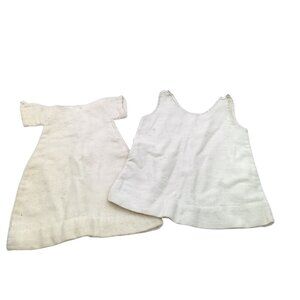 Vintage Baby Doll White Flannel Dresses Set Of 2 Handmade Antique Clothing
